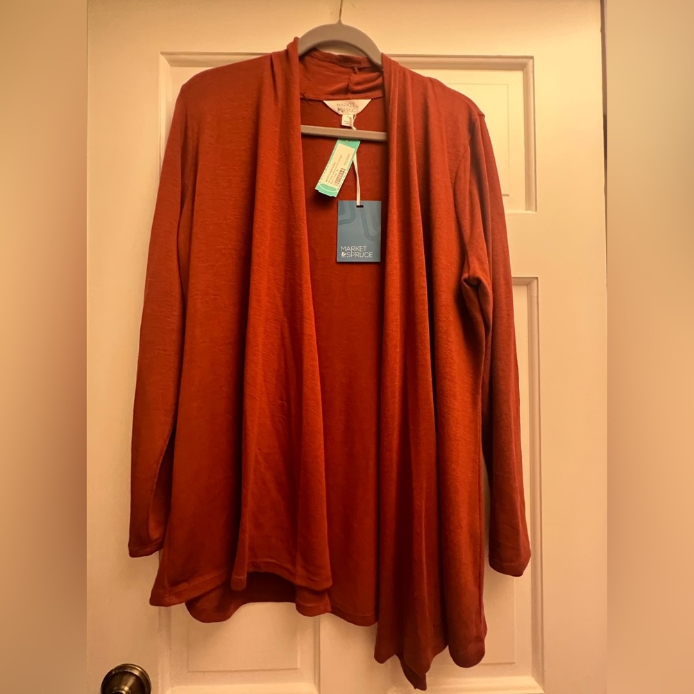 Market & Spruce Cardigan - beautiful burnt orange/rust / BNWT / plus size 1X